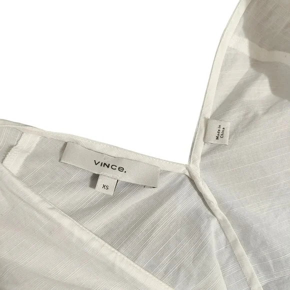 Vince White Long Sleeve Dress V Neck Cutout Midi Bridal Bachelorette Vacation XS - Picture 12 of 14